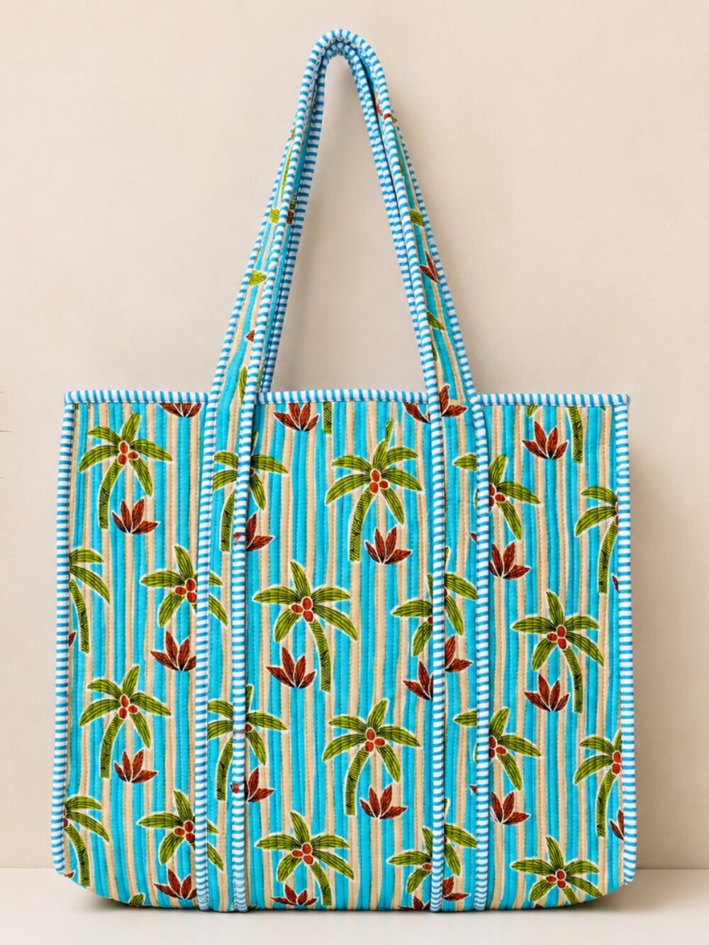 Floral Block Printed Tote Bag, Cotton Travel Bag, Eco Friendly Tote Bag